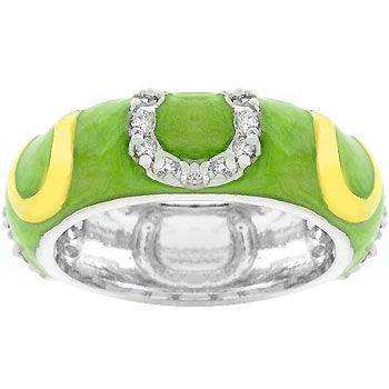 Apple Green Enamel Horseshoe Ring - JGI - Flyclothing LLC