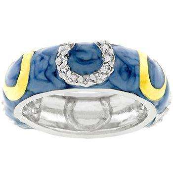 Blue Enamel Horseshoe Ring - JGI - Flyclothing LLC
