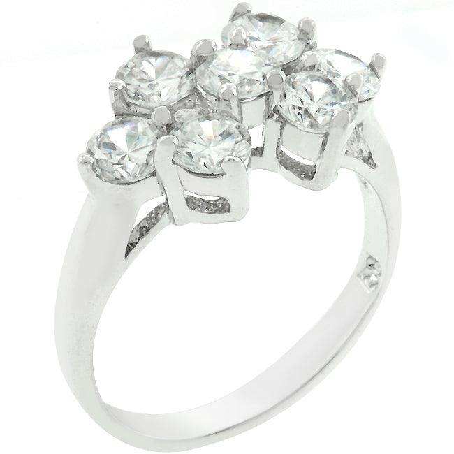 Round Cubic Zirconia Cluster Ring - JGI - Flyclothing LLC