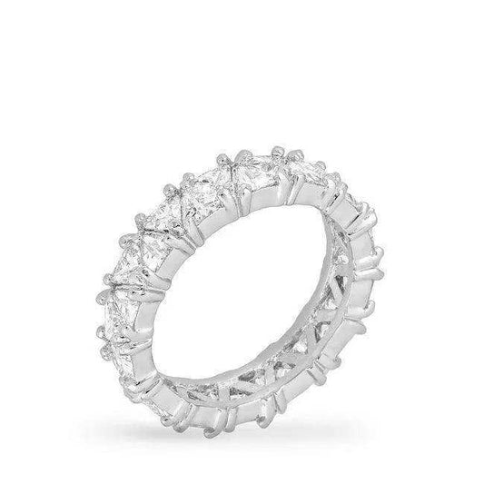 Rhodium Plated Trillion Eternity Band - JGI - Flyclothing LLC
