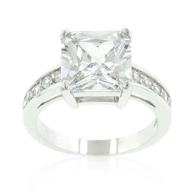 Classic Princess Cut Raised Pave Engagement Ring - JGI - Flyclothing LLC