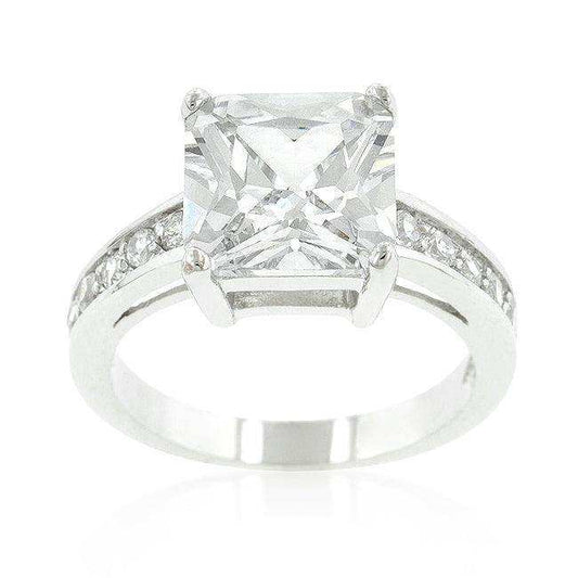 Classic Princess Cut Raised Pave Engagement Ring - JGI - Flyclothing LLC