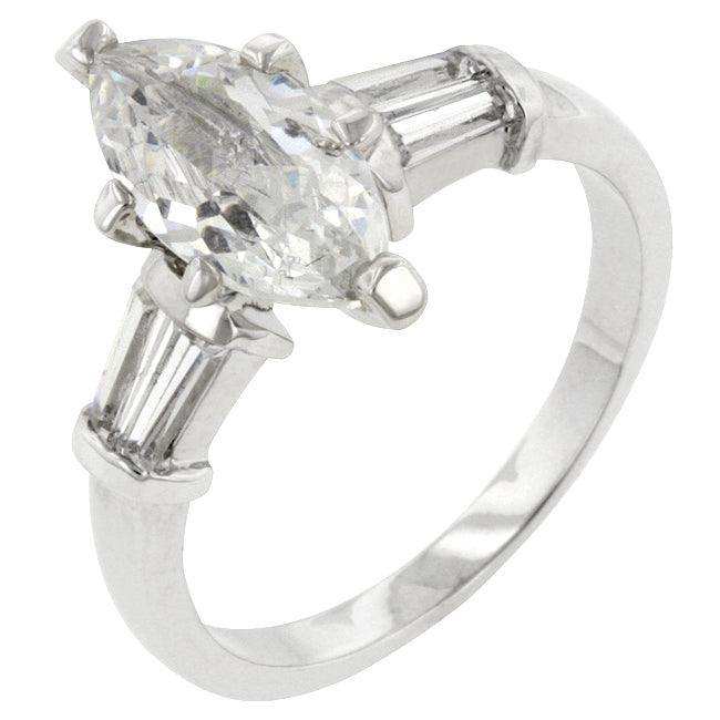 Rhodium Plated Marquise Centerpiece Ring - JGI - Flyclothing LLC
