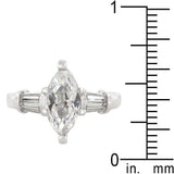 Rhodium Plated Marquise Centerpiece Ring - JGI - Flyclothing LLC