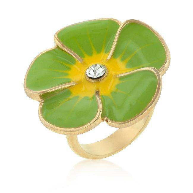 Light Green Enamel Large Floral Ring - JGI - Flyclothing LLC