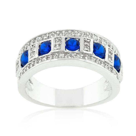 Blue and Clear Encrusted Rhodium Plated Ring - JGI - Flyclothing LLC