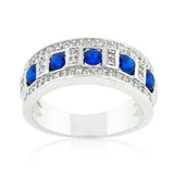Blue and Clear Encrusted Rhodium Plated Ring - JGI - Flyclothing LLC