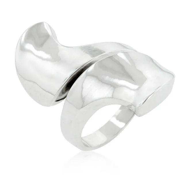 Rhodium Plated Finish Abstract Statement Ring - JGI - Flyclothing LLC
