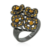 Black Mystique Yellow Crystal Floral Ring - JGI - Flyclothing LLC