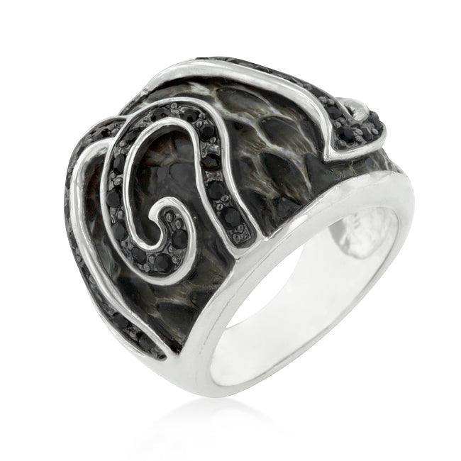 Black Cubic Zirconia Snake Inspired Cocktail Ring - JGI - Flyclothing LLC