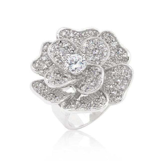 Large Flower Cubic Zirconia Cocktail Ring - JGI - Flyclothing LLC