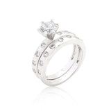 Bezel Set Round Cut Bridal Ring Set - JGI - Flyclothing LLC