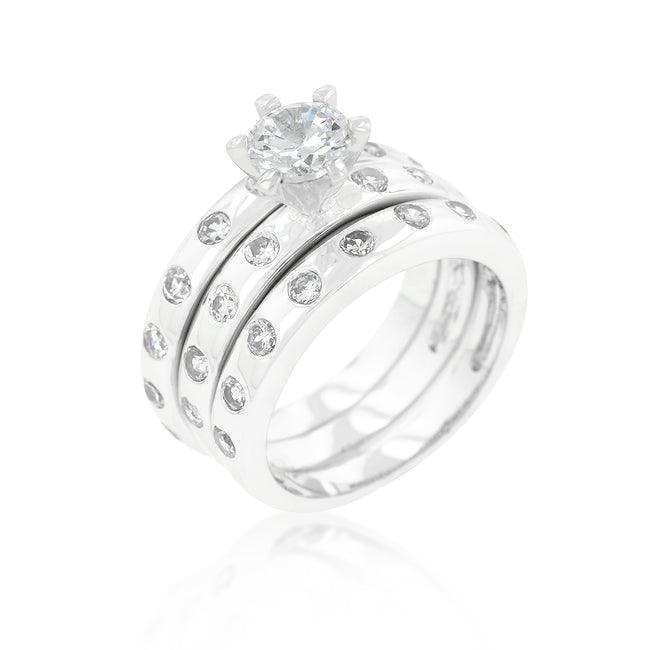 Bezel Set Engagement Ring Set - JGI - Flyclothing LLC