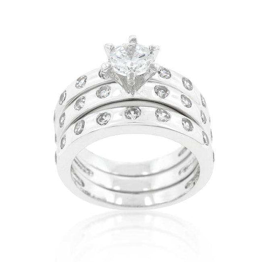 Bezel Set Engagement Ring Set - JGI - Flyclothing LLC