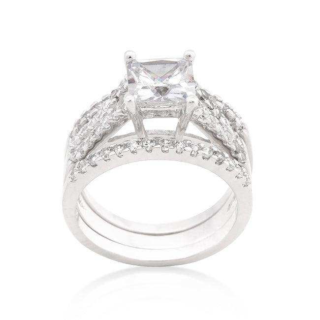 Princess Cut Cubic Zirconia Triple Bridal Set - JGI - Flyclothing LLC