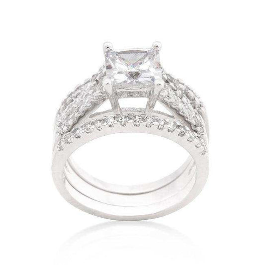 Princess Cut Cubic Zirconia Triple Bridal Set - JGI - Flyclothing LLC