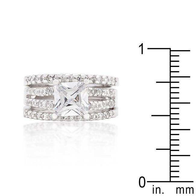 Princess Cut Cubic Zirconia Triple Bridal Set - JGI - Flyclothing LLC