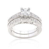Princess Cut Filigree Bridal Ring Set - JGI - Flyclothing LLC