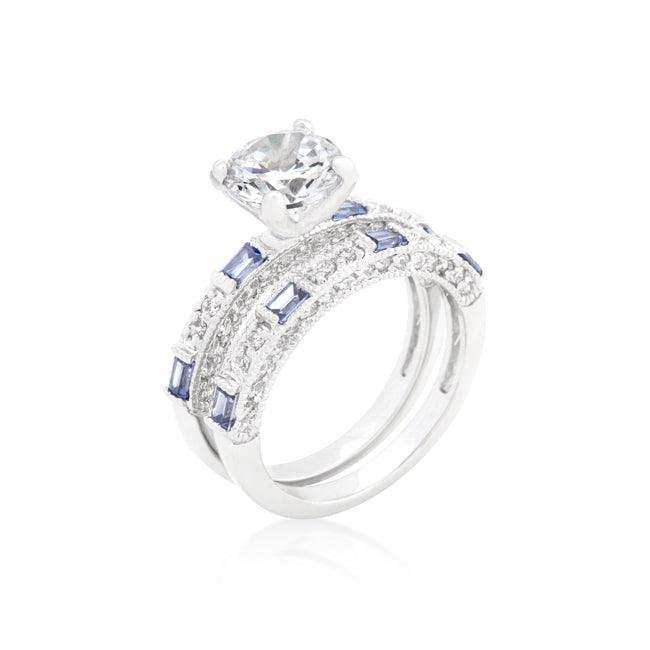 Clear and Tanzanite Cubic Zirconia Ring Set - JGI - Flyclothing LLC