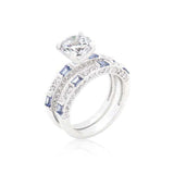 Clear and Tanzanite Cubic Zirconia Ring Set - JGI - Flyclothing LLC
