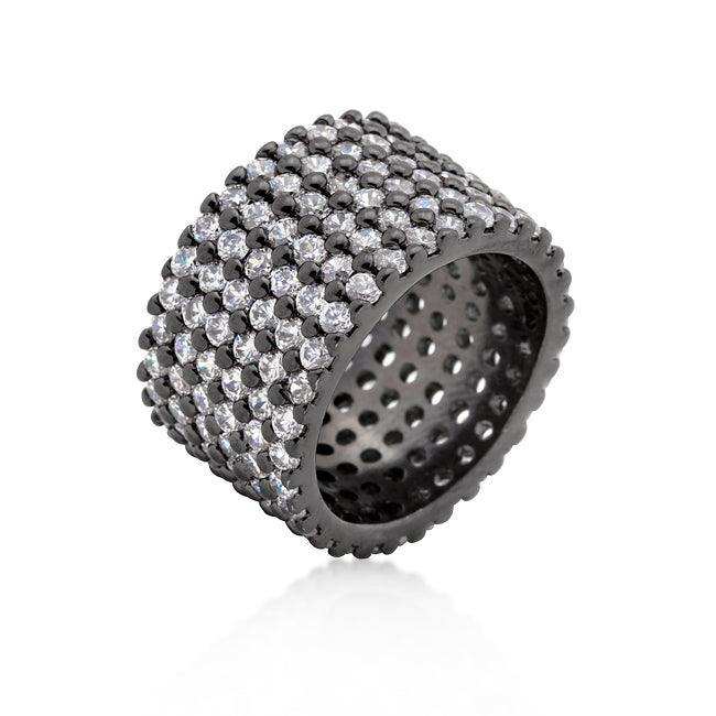 Hematite Wide Pave Cubic Zirconia Ring - JGI - Flyclothing LLC