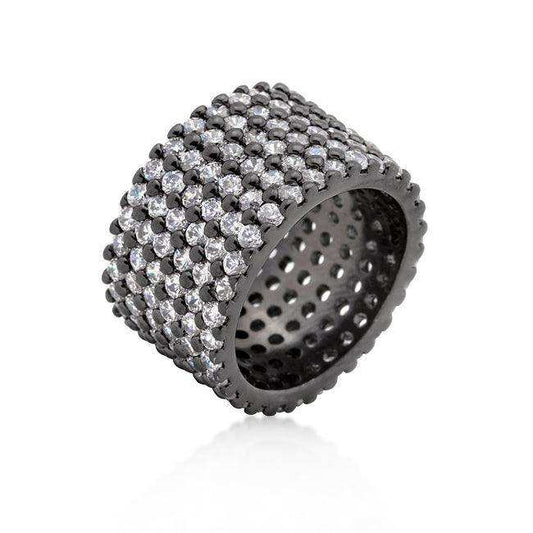 Hematite Wide Pave Cubic Zirconia Ring - JGI - Flyclothing LLC