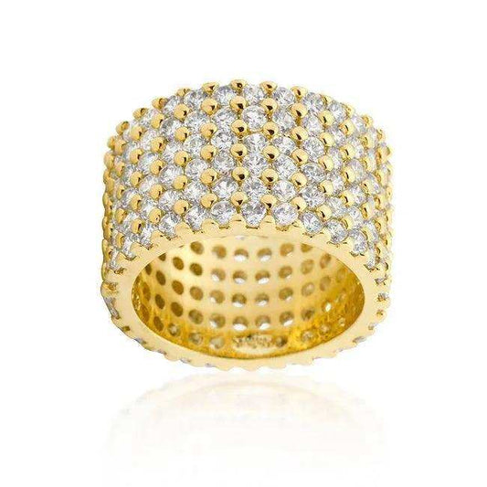 Goldtone Finishd Wide Pave Cubic Zirconia Ring - JGI - Flyclothing LLC