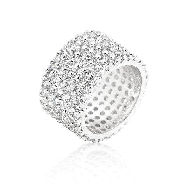 Rhodium Plated Finishd Wide Pave Cubic Zirconia Ring - JGI - Flyclothing LLC