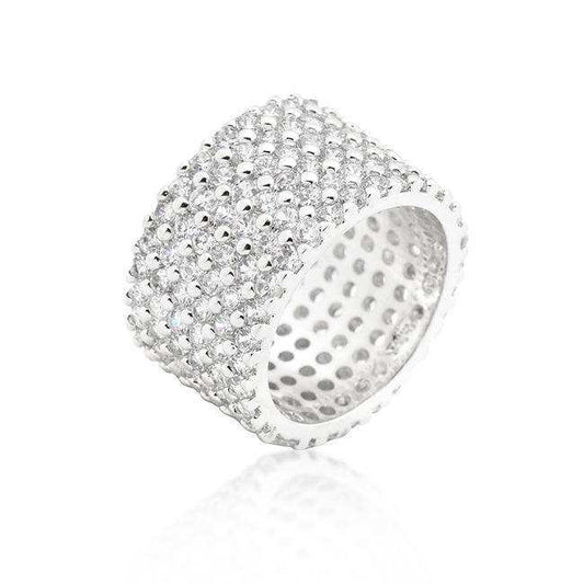 Rhodium Plated Finishd Wide Pave Cubic Zirconia Ring - JGI - Flyclothing LLC