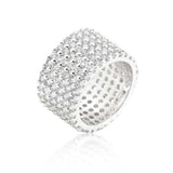 Rhodium Plated Finishd Wide Pave Cubic Zirconia Ring - JGI - Flyclothing LLC
