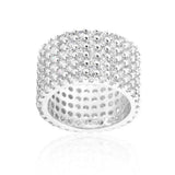 Rhodium Plated Finishd Wide Pave Cubic Zirconia Ring - JGI - Flyclothing LLC