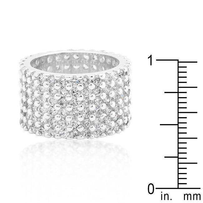Rhodium Plated Finishd Wide Pave Cubic Zirconia Ring - JGI - Flyclothing LLC