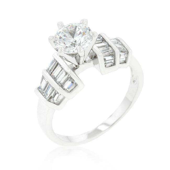 Tapered Baguette Cubic Zirconia Engagement Ring - JGI - Flyclothing LLC