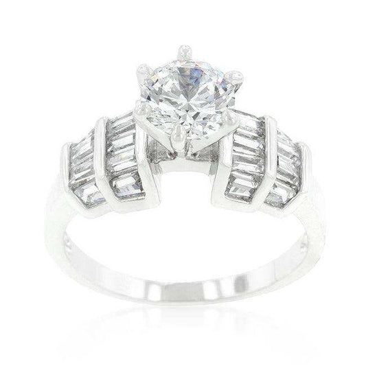 Tapered Baguette Cubic Zirconia Engagement Ring - JGI - Flyclothing LLC