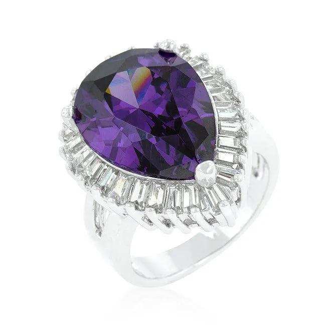 Cubic Zirconia Purple and Clear Cocktail Ring - JGI - Flyclothing LLC