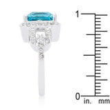 Halo Style Princess Cut Aqua Blue Cocktail Ring - JGI - Flyclothing LLC