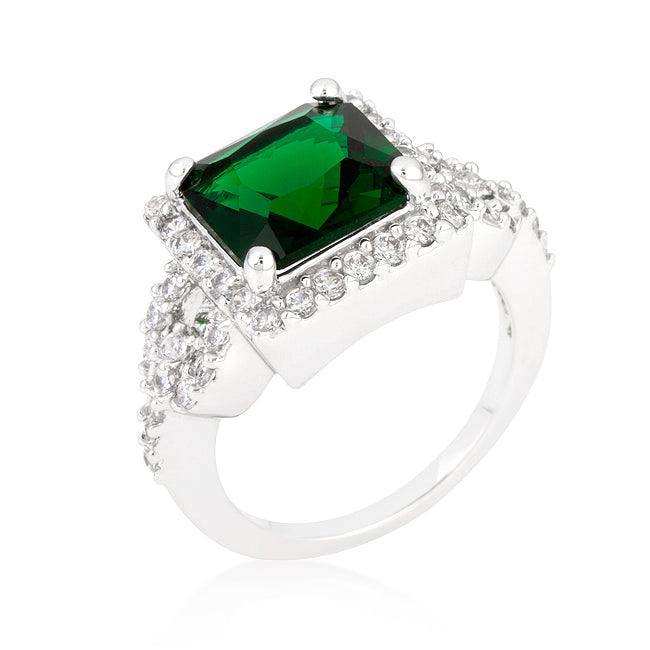 Halo Style Princess Cut Emerald Green Cocktail Ring - JGI - Flyclothing LLC
