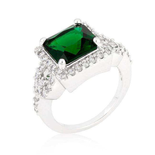 Halo Style Princess Cut Emerald Green Cocktail Ring - JGI - Flyclothing LLC