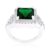 Halo Style Princess Cut Emerald Green Cocktail Ring - JGI - Flyclothing LLC
