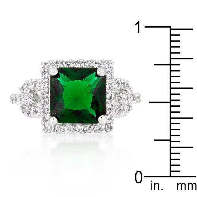 Halo Style Princess Cut Emerald Green Cocktail Ring - JGI - Flyclothing LLC