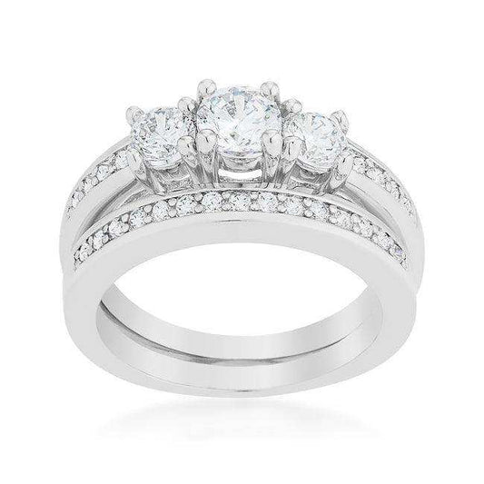 Three Stone Wedding Ring Set - JGI - Flyclothing LLC