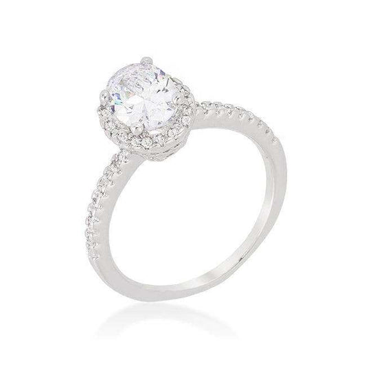 Oval-Cut Floating Halo Cubic Zirconia Engagement Ring - JGI - Flyclothing LLC