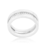White Ceramic Triplet Ring With Cubic Zirconia - JGI - Flyclothing LLC