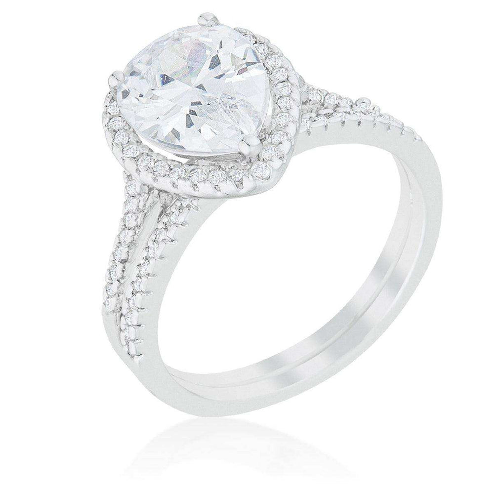 Halo Solitaire Pear Engagement Ring - JGI - Flyclothing LLC
