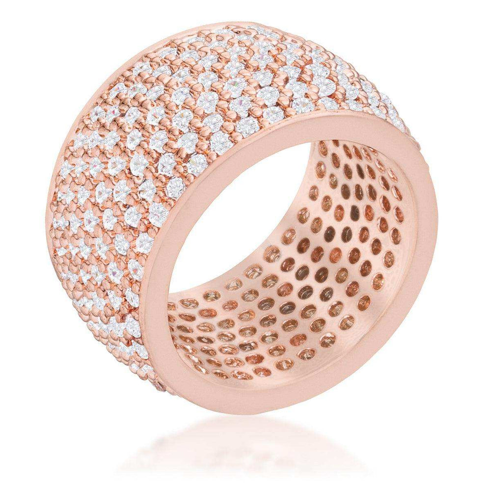 Wide Pave Cubic Zirconia Rose Gold Band Ring - JGI - Flyclothing LLC