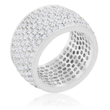 Wide Pave Cubic Zirconia Silvertone Band Ring - JGI - Flyclothing LLC