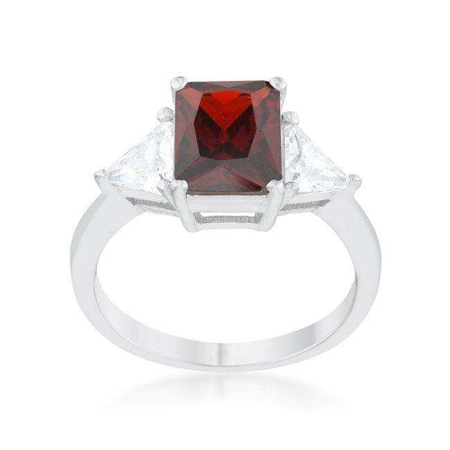 Classic Garnet Rhodium Engagement Ring - JGI - Flyclothing LLC