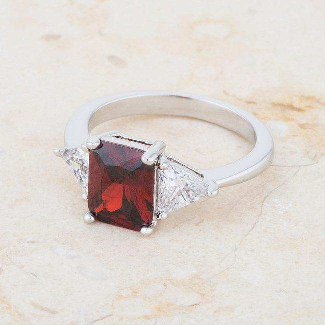 Classic Garnet Rhodium Engagement Ring - JGI - Flyclothing LLC