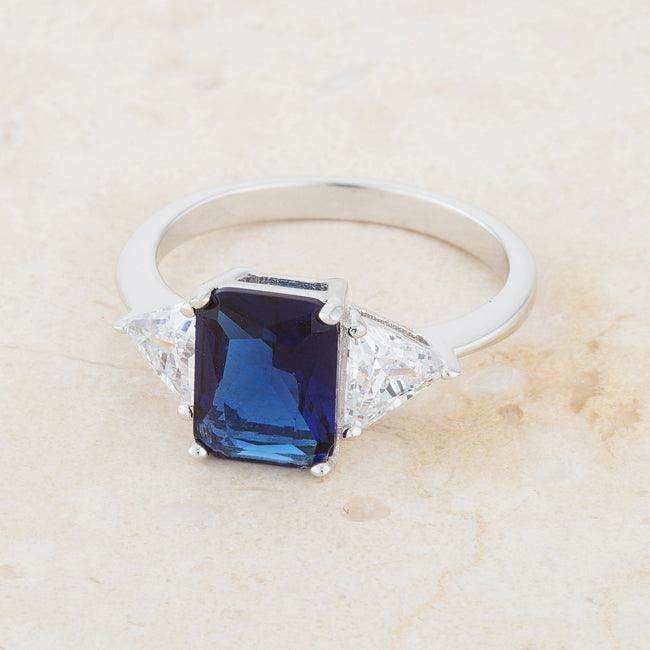 Classic Sapphire Rhodium Engagement Ring - JGI - Flyclothing LLC