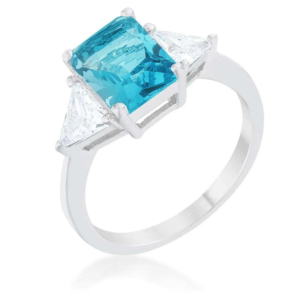 Classic Blue Topaz Rhodium Engagement Ring - JGI - Flyclothing LLC